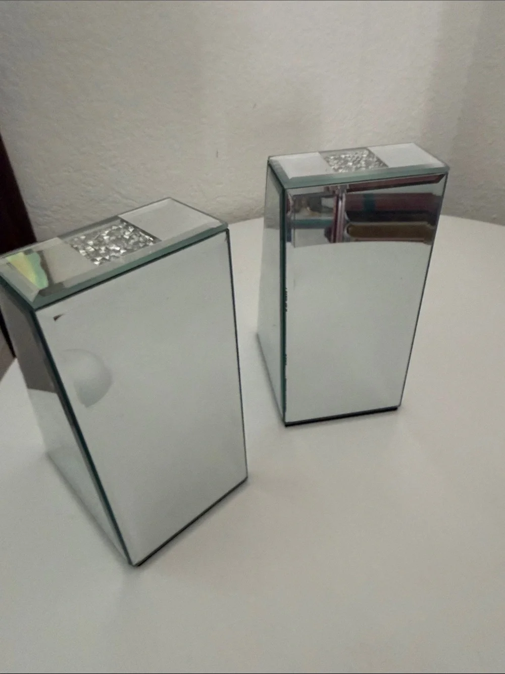 Mirrored Silver Glitter Book Ends